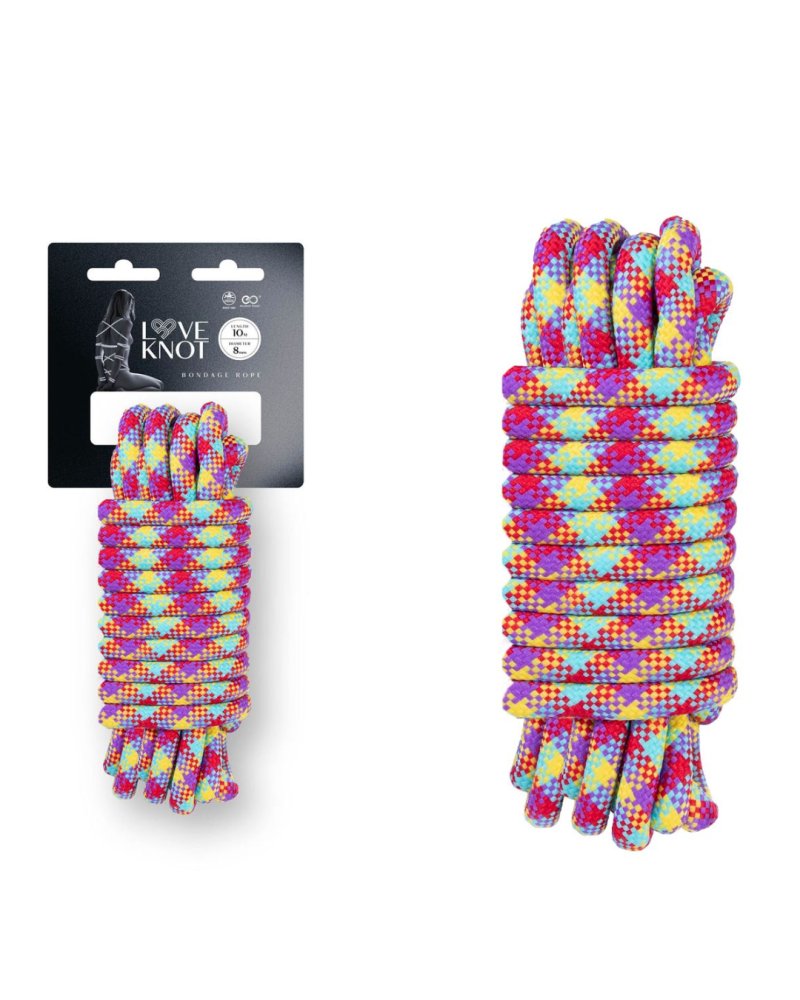 Excellent Power | Love Knot 10m 8mm Thick Polyester Rope - Bright Rainbow