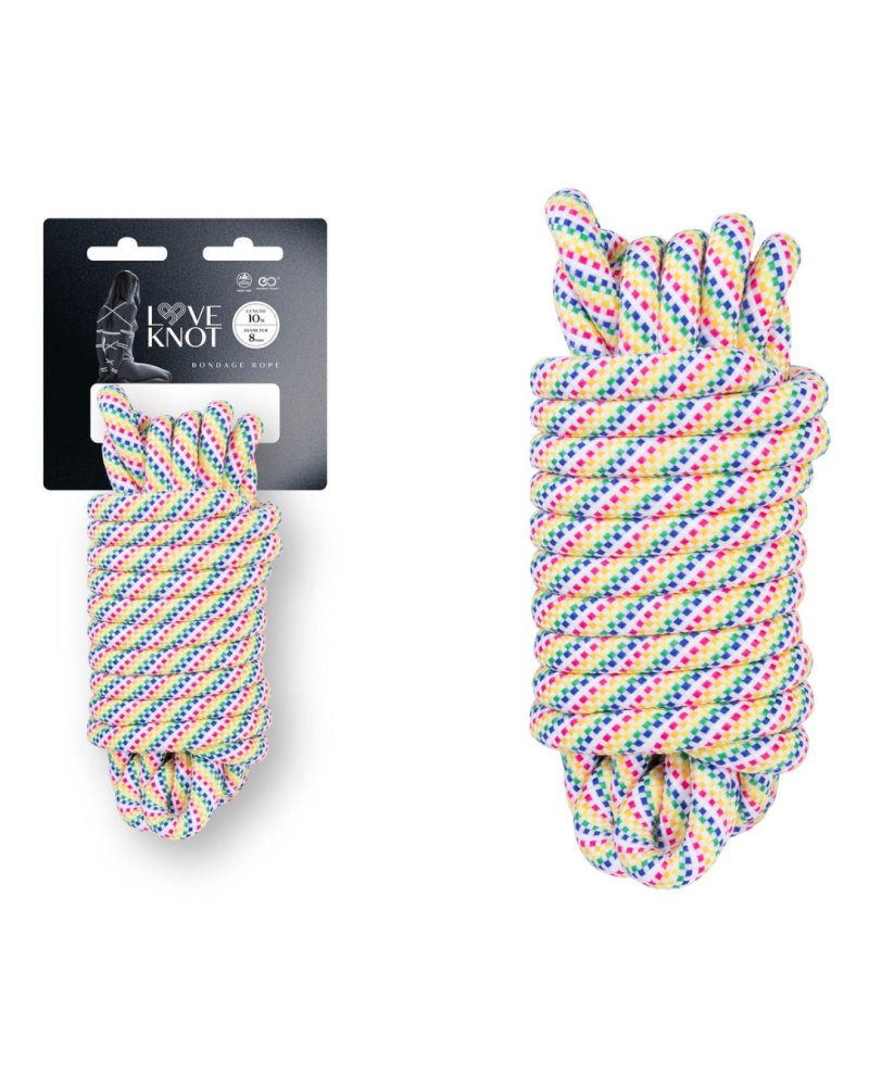 Excellent Power | Love Knot 10m 8mm Thick Polyester Rope - Rainbow