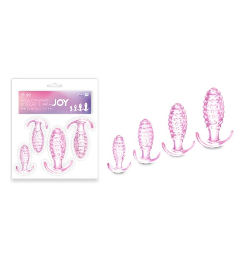 Excellent Power | Pastel Joy TPE Butt Plug Kit Set In Transparent Pink