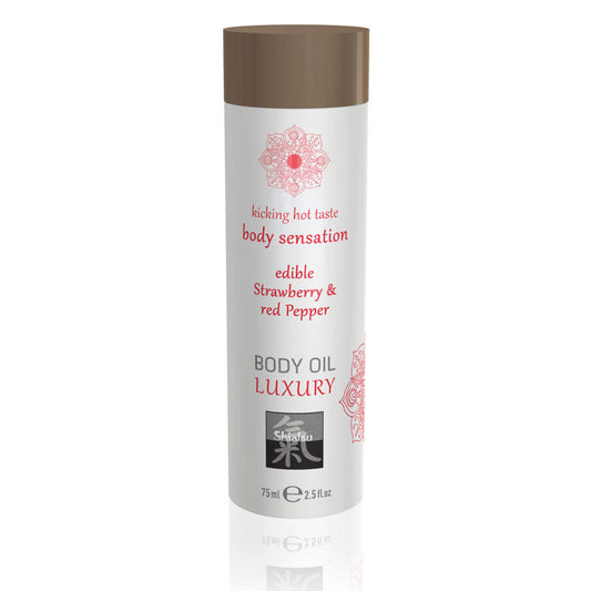 Shiatsu Luxury Body Massage Oil Edible Strawberry and Red Pepper 75ml
