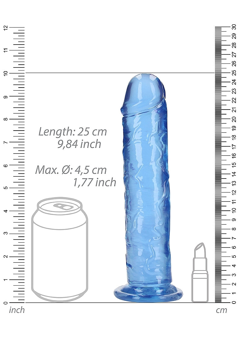 Shots Toys | REALROCK Crystal Clear 9" Straight Dildo No Balls - Blue