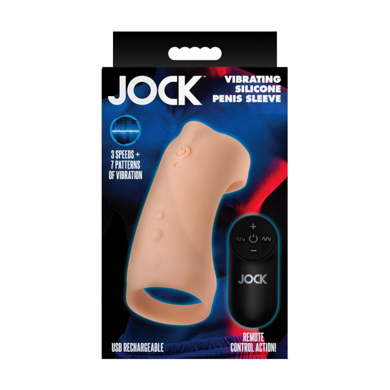 Curve Toys | JOCK Vibrating Silicone Penis Sleeve w Remote Control - Light