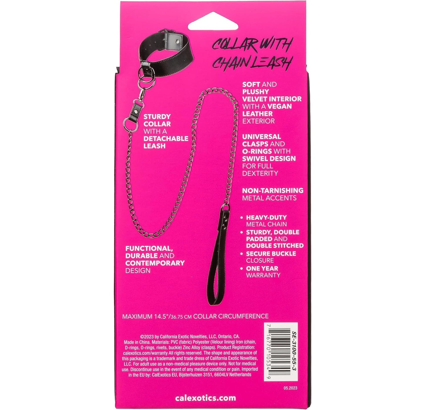 Calexotics Euphoria Collection Collar With Chain Leash