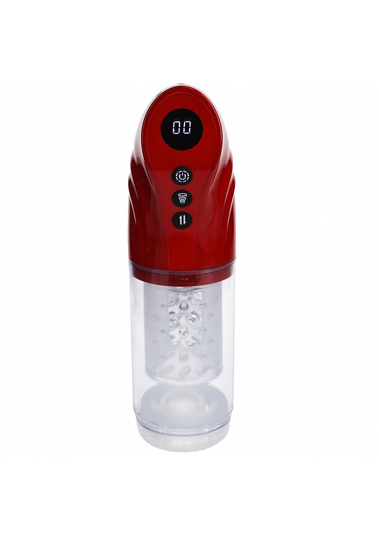 Shots Toys | PUMPED Strokemate - Sucking Rotating Thrusting Auto Masturbator Pump Metallic Red