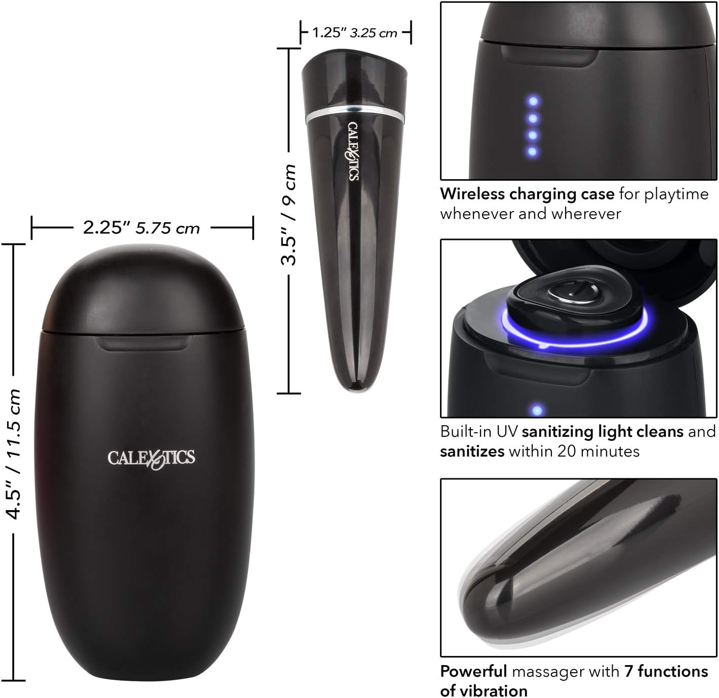 Calexotics MyPod Massager Vibrator with UV Sanitizing Light Black