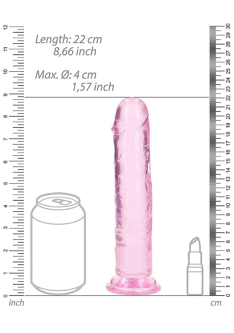 Shots Toys | REALROCK Crystal Clear 8" Straight Dildo No Balls - Pink