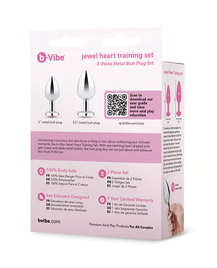 COTR | B-Vibe Jewel Heart Metal Training Set - 2 Piece Metal Butt Plug Set
