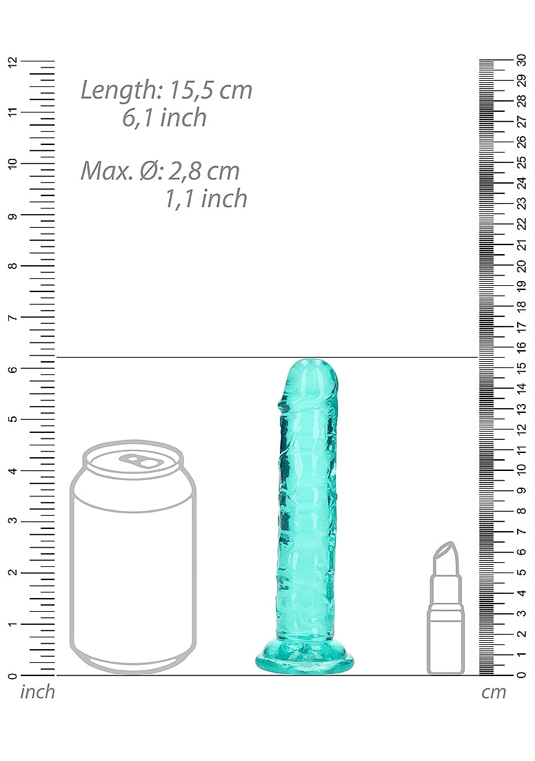 Shots Toys | REALROCK Crystal Clear 6" Straight Dildo No Balls - Turquoise