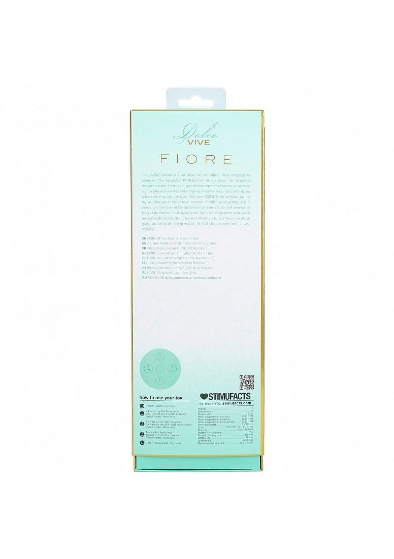 Shots Toys | VIVE Fiore Triple Motor G-Spot Air Wave Vibrating Tapping Flared Clit Stimulator Green