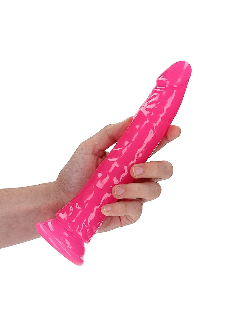 Shots Toys | REALROCK 25cm Slim Glow in the Dark Neon - Pink (9") Dildo Dong