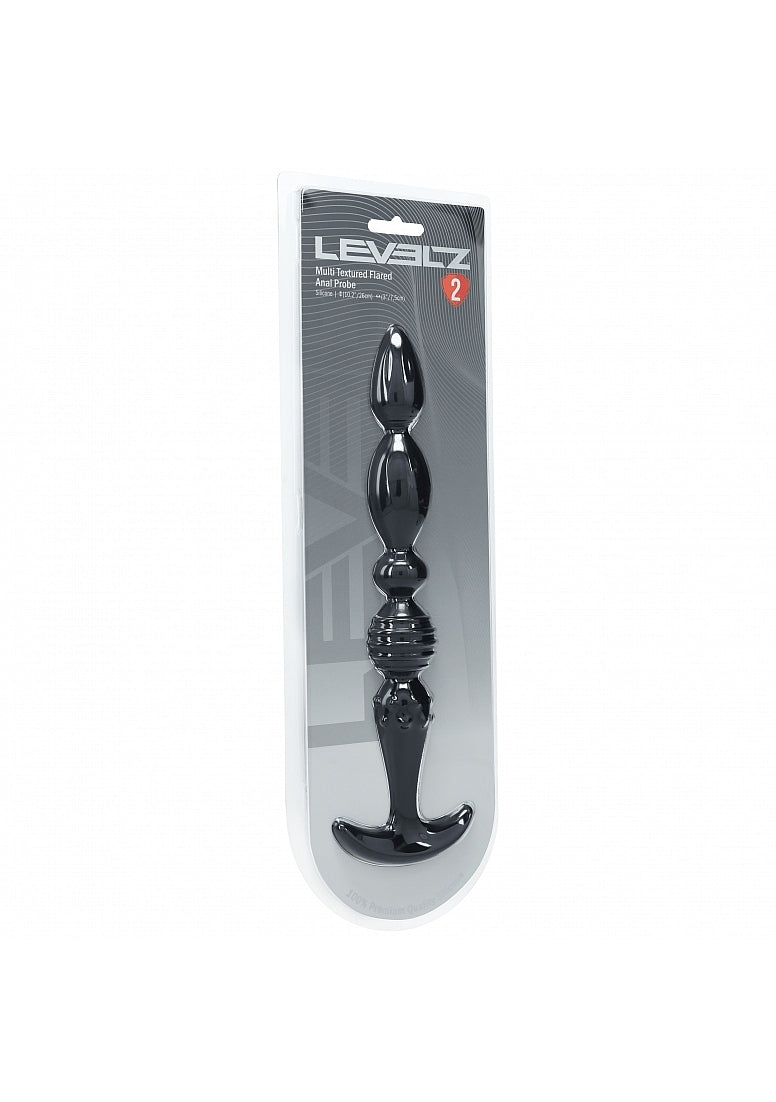 Shots Toys | LEVELZ - Multi Textured Silicone Flared Anal Probe - Black