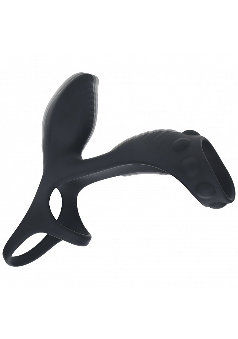 Shots Toys | LEVELZ - Vibrating Silicone Cock & Ball Ring with Shaft Loop - Black