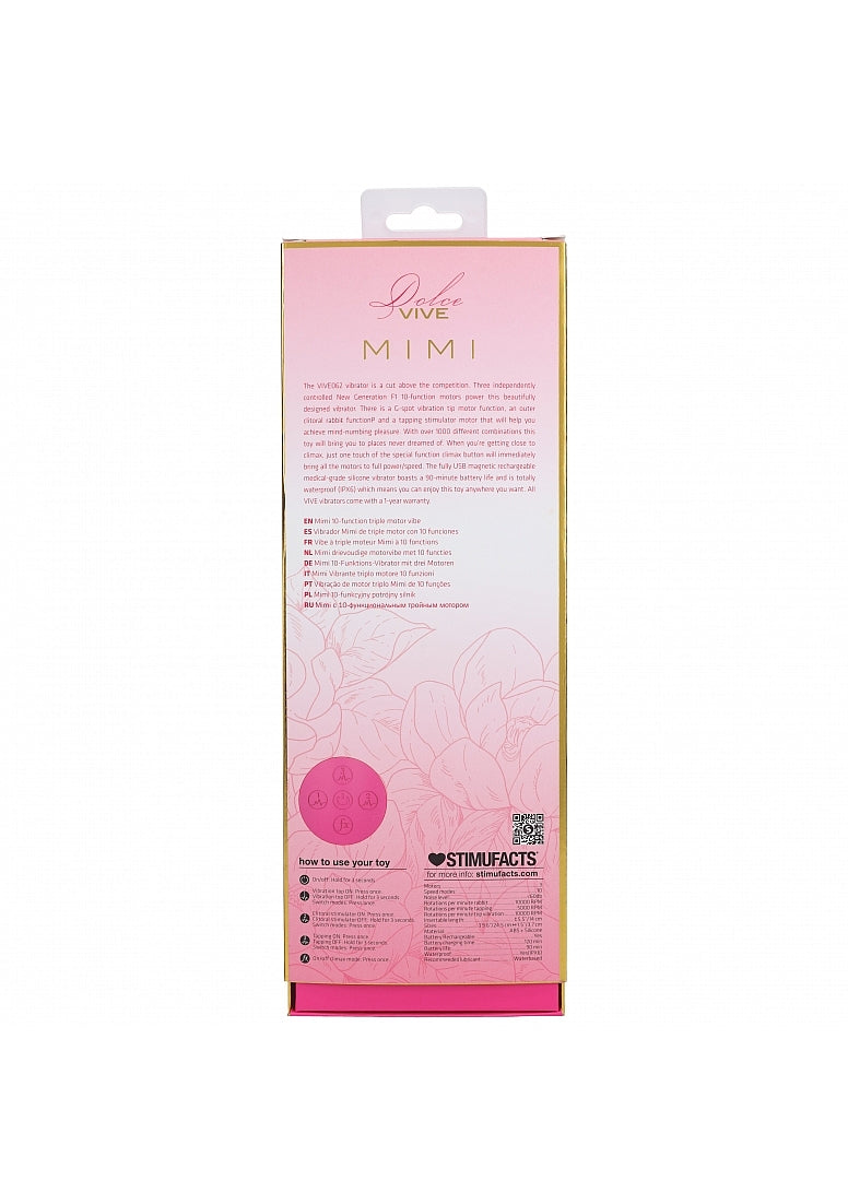 Shots Toys | VIVE Mimi Triple Motor G-Spot Tapping Rabbit Vibrator Pink