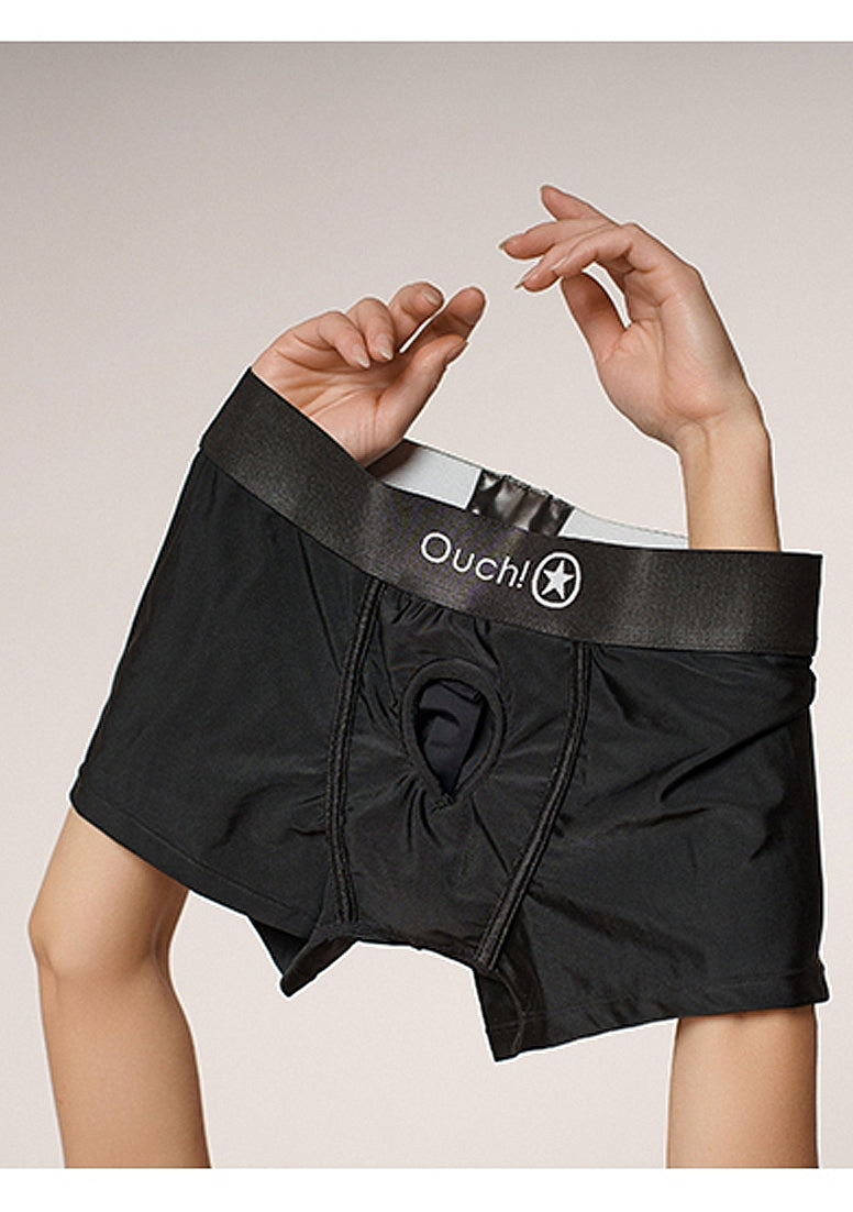 Shots Toys | OUCH! Vibrating Strap-on Boxer - Black - Size M/L