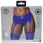 Shots Toys | OUCH! Vibrating Strap-On Thong with Adjustable Garters - Royal Blue - Size M/L