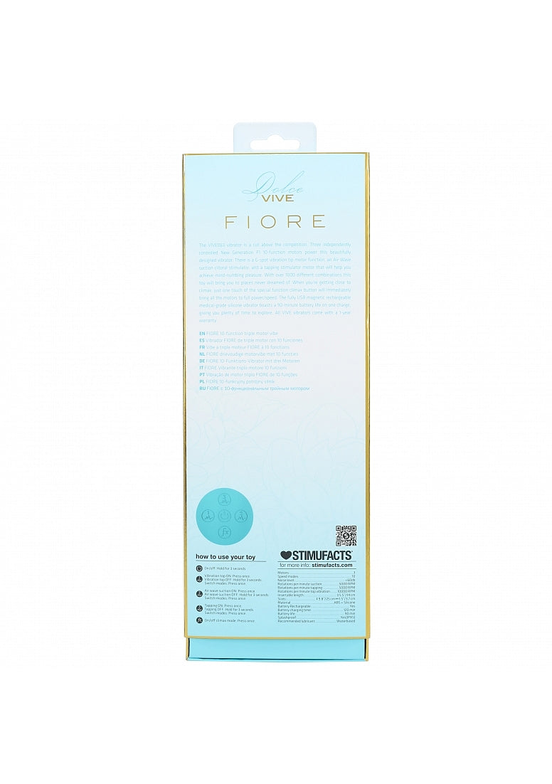Shots Toys | VIVE Fiore Triple Motor G-Spot Air Wave Vibrating Tapping Flared Clit Stimulator Blue