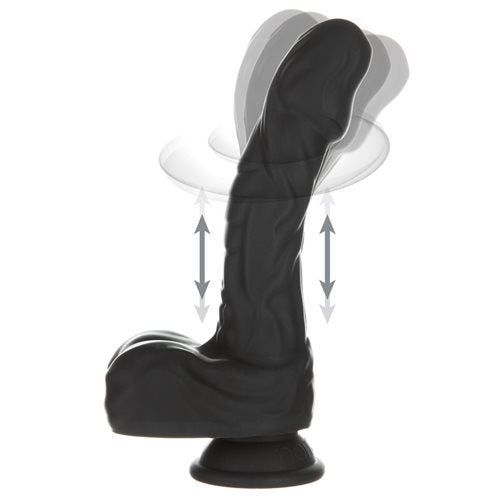 Naked Addiction 8.6” Silicone Rotating & Thrusting Vibrating Dildo with Remote - Noir