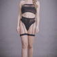 Le Desir Shade - Ananke XII - Three Piece with Choker, Bandeau Top and Pantie with Garters Black Size OS