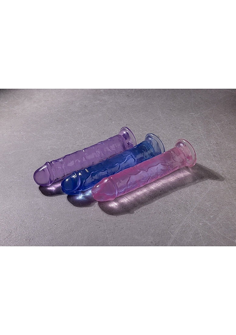 Shots Toys | REALROCK Crystal Clear 7" Straight Dildo No Balls - Blue
