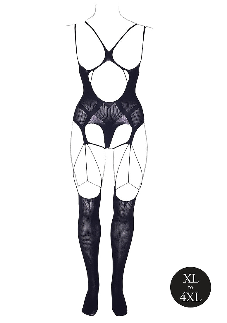Le Desir Shade - Elara VII - Bodystocking with Open Cups Black Size OSX