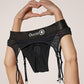 Shots Toys | OUCH! Vibrating Strap-On Thong with Adjustable Garters - Black - Size M/L