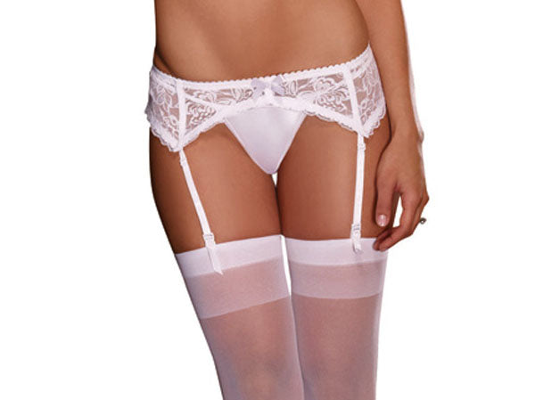 Dreamgirl Stretch Lace Garter Belt White Size OS