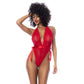 Mapale Red Lace Bodysuit with Side Ties Size S/M or L/XL