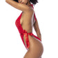Mapale Red Lace Bodysuit with Side Ties Size S/M or L/XL