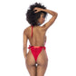 Mapale Red Lace Bodysuit with Side Ties Size S/M or L/XL