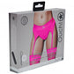 Shots Toys | OUCH! Vibrating Strap-On Thong with Adjustable Garters - Pink - Size M/L