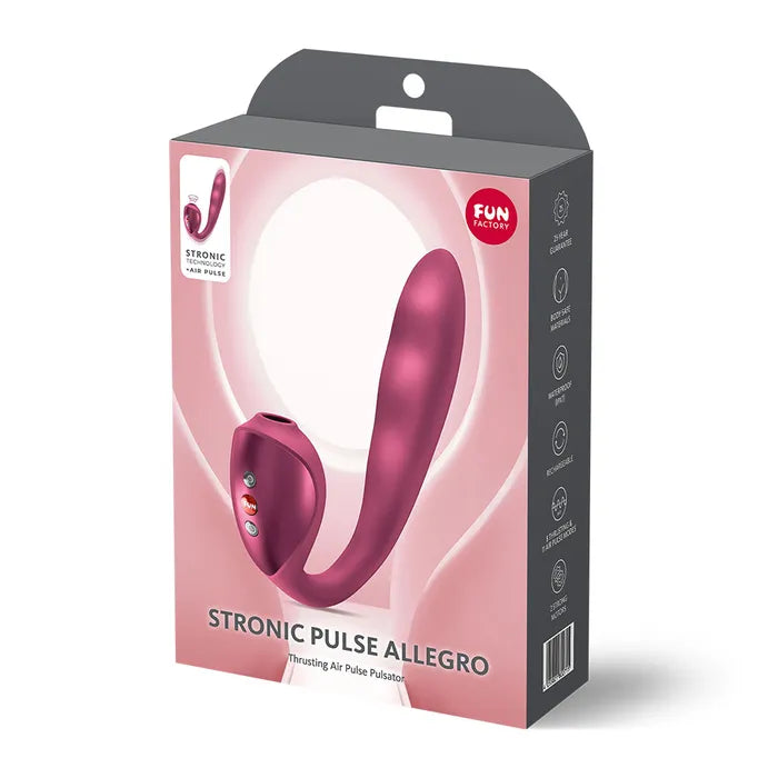 Fun Factory STRONIC PULSE ALLEGRO - Thrusting Vibrator with Air Pulse Stimulator - Wine Red