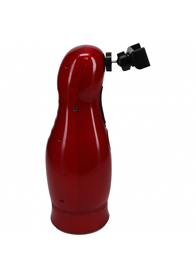 Shots Toys | PUMPED Virtuo - Metallic Red Sucking And Vibrating Auto Masturbator