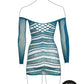 Le Desir Collection Long-Sleeved Net Mini Dress Blue Size OS