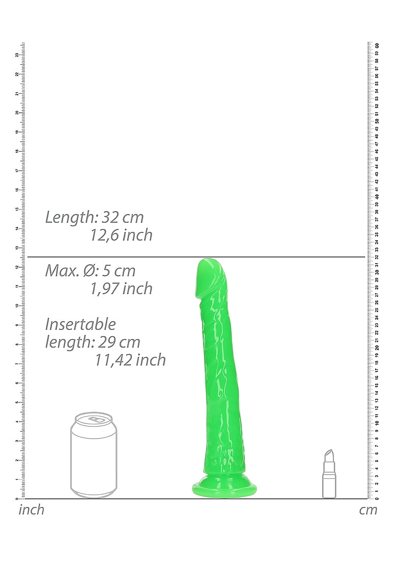 Shots Toys | REALROCK 32cm Slim Glow in the Dark Neon - Green  (11") Dildo Dong