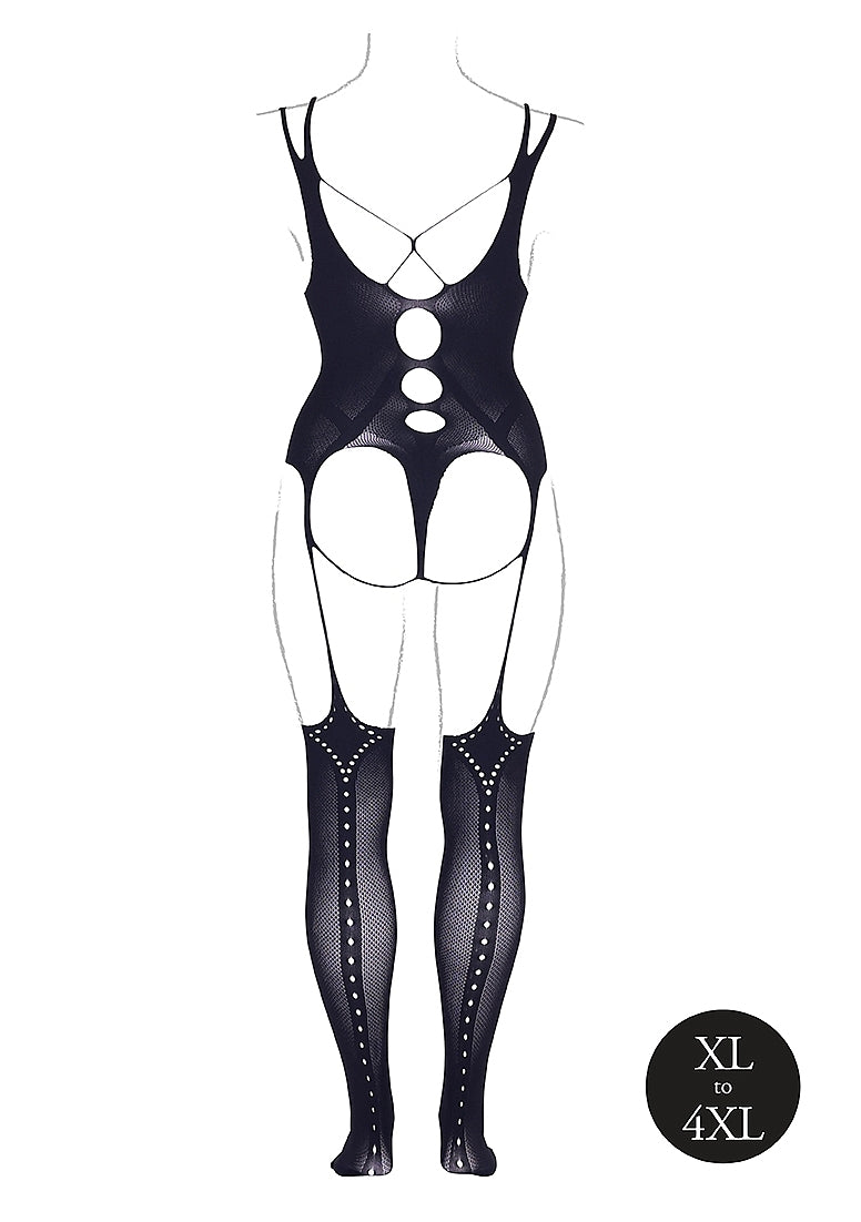 Le Desir Shade - Elara VII - Bodystocking with Open Cups Black Size OSX