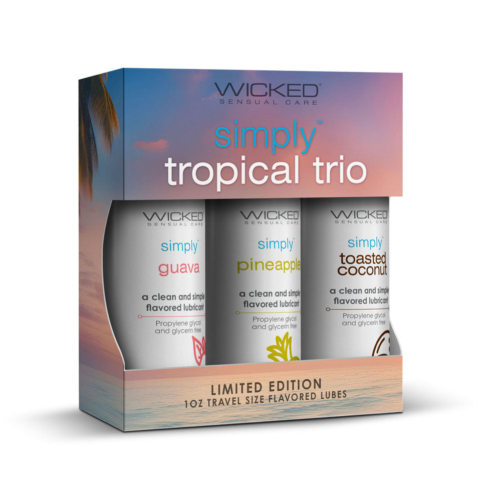 Wicked Simply Tropical Trio - Flavoured Water Based Lubricants - Set of 3x30ml Bottles