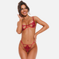 Obsessive Lingerie Luise Sublim 2 Pc Bra Panty Crotchless Set Red Size S/M