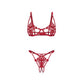Obsessive Lingerie Luise Sublim 2 Pc Bra Panty Crotchless Set Red Size S/M