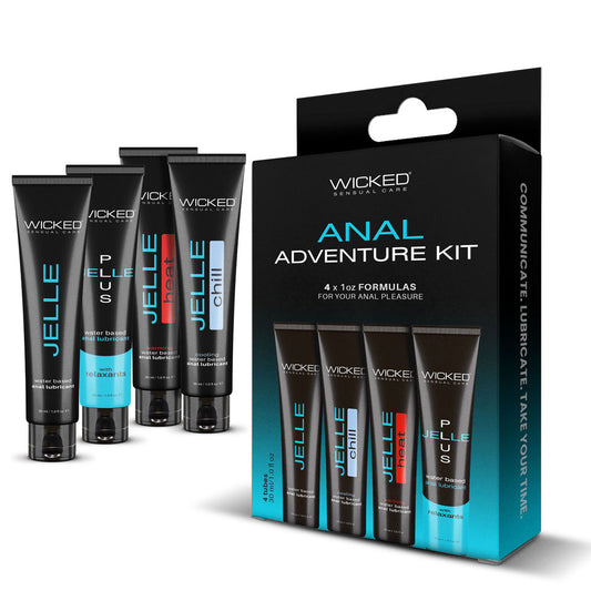 Wicked ANAL ADVENTURE KIT - Mixed Jelle Anal Lubricants 30 ml Bottles - 4 Pack