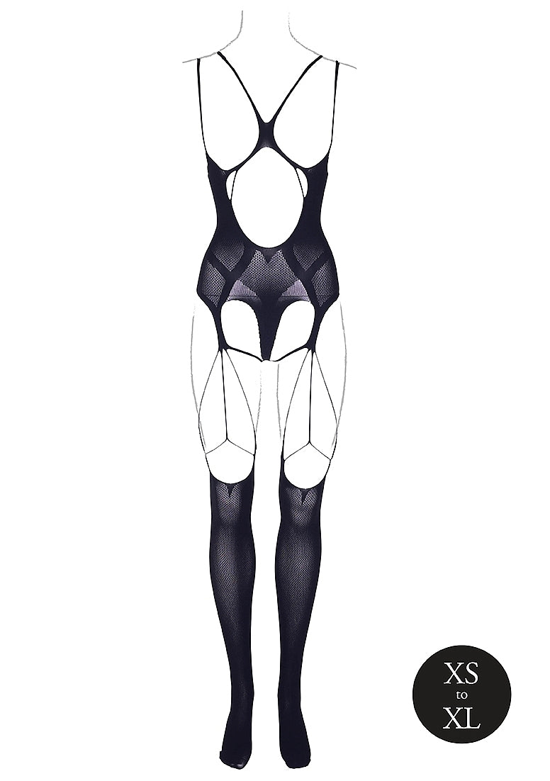Le Desir Shade - Elara VII - Bodystocking with Open Cups Black Size OS