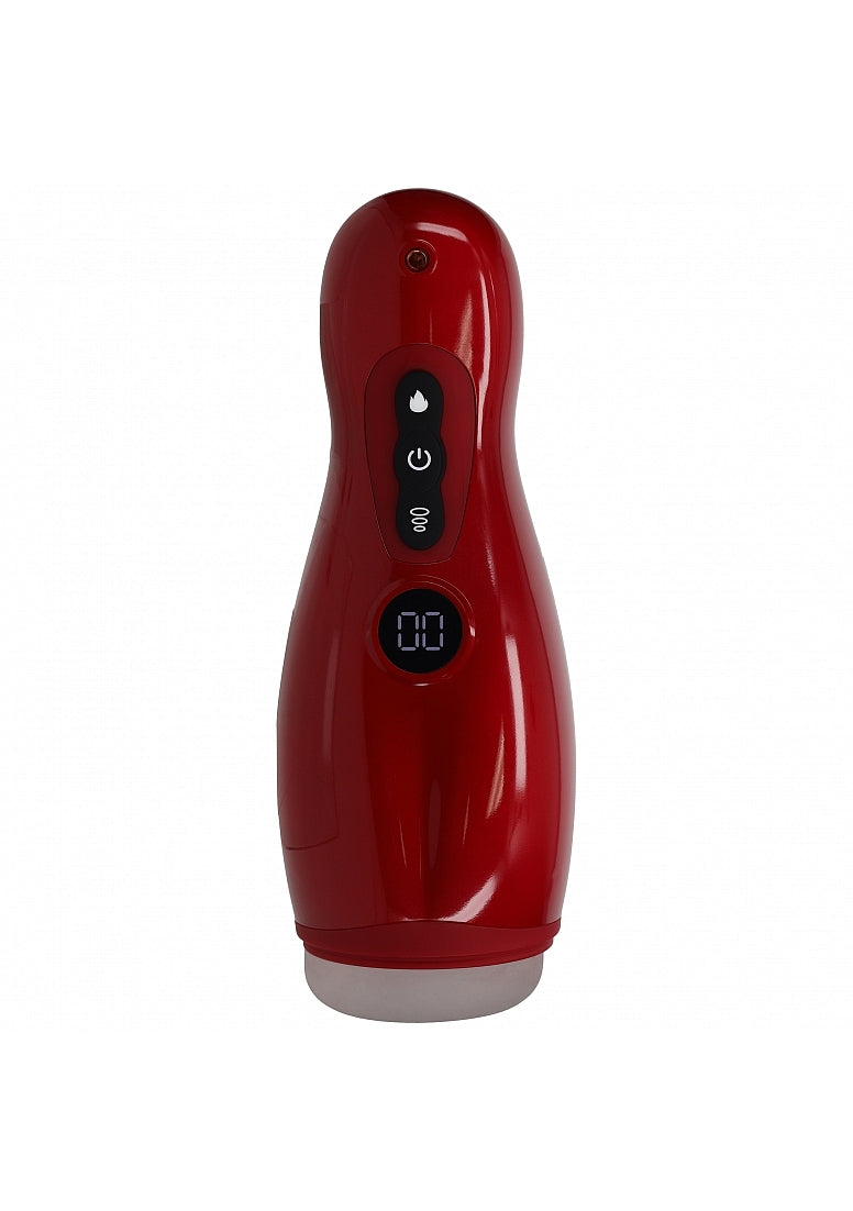 Shots Toys | PUMPED Virtuo - Metallic Red Sucking And Vibrating Auto Masturbator