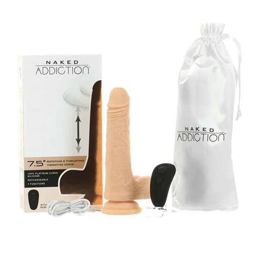 Naked Addiction 7.5” Vibrating, Rotating and Thrusting Dong - Flesh