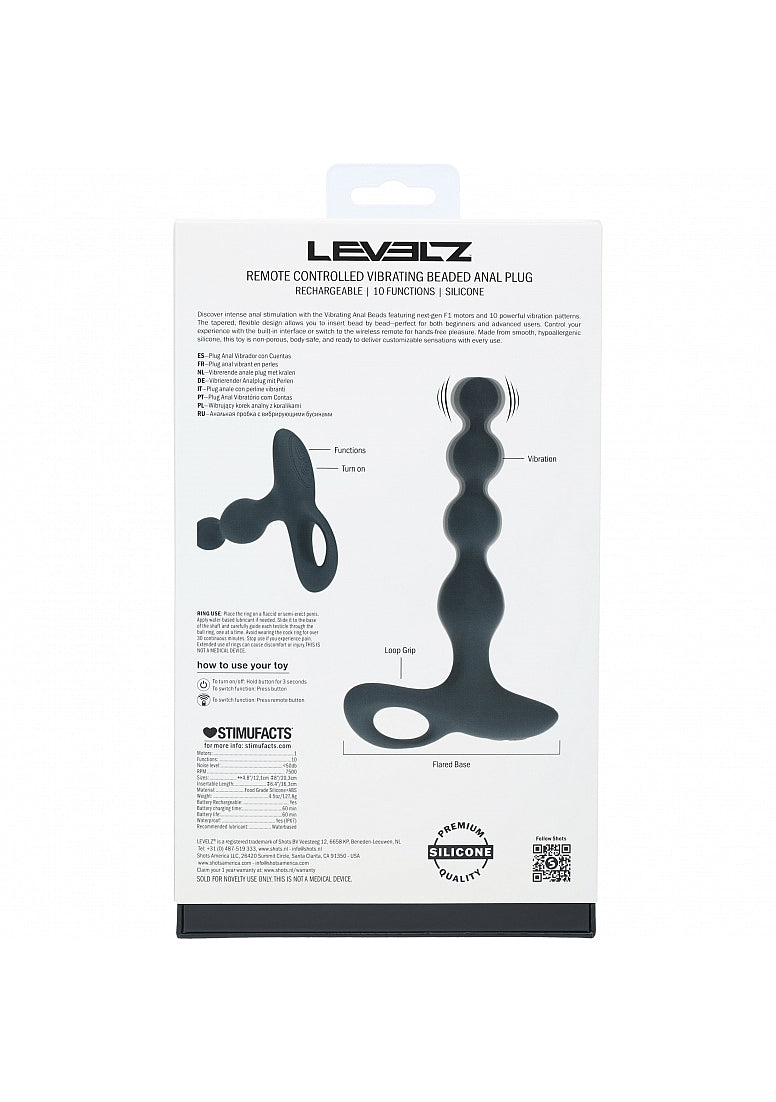 Shots Toys | LEVELZ - Remote Control Beaded Vibrating Silicone Anal Plug - Black