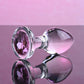 Adam & Eve PINK GEM GLASS PLUG MEDIUM - Clear Glass 8.7cm Butt Plug with Pink Gem Base