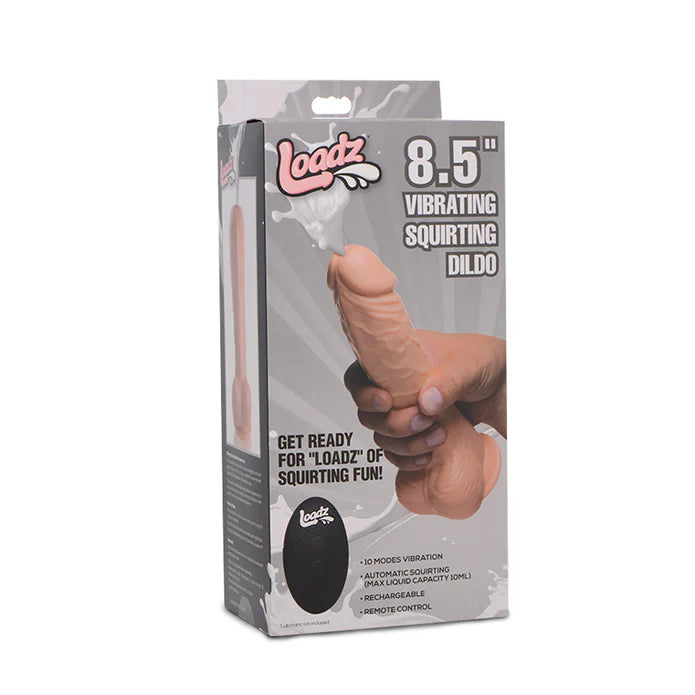 Loadz 8.5" Vibrating Squirting Dildo with Remote - Light