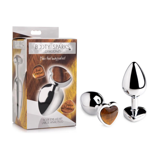XR Brands | Booty Sparks Gemstones Tiger's Eye Heart Large Anal Plug