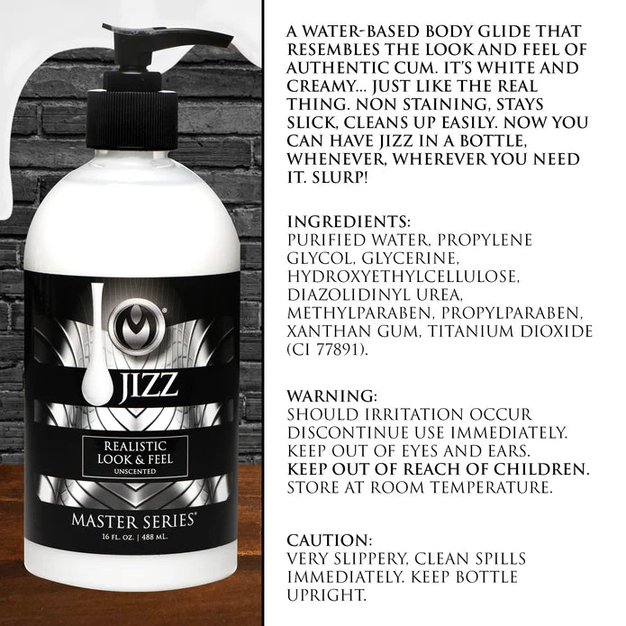 Master Series Jizz Unscented Water Based Lube Lubricant 16oz/488ml