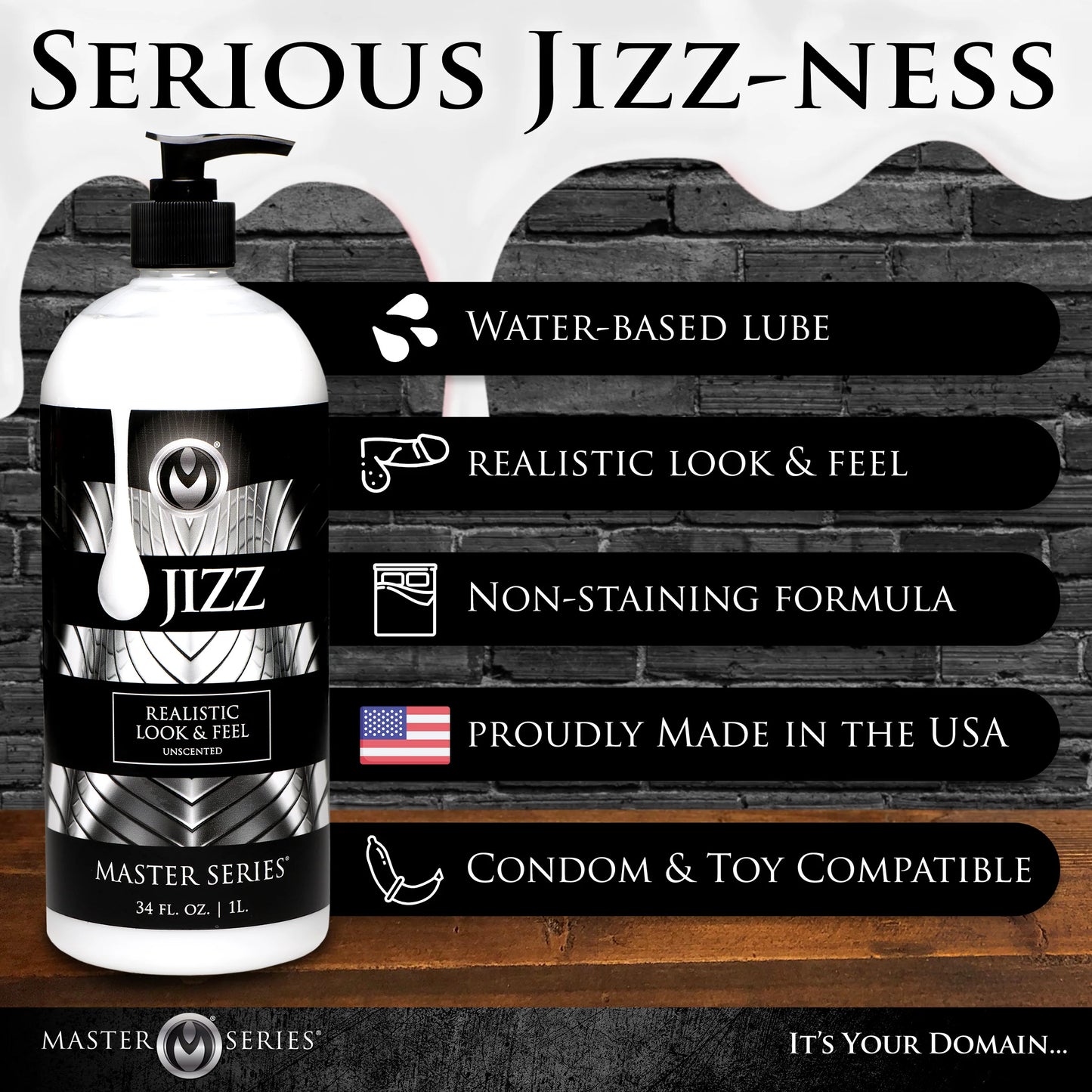 Master Series Jizz Water Based Cum Lubricant 34oz/1000ml