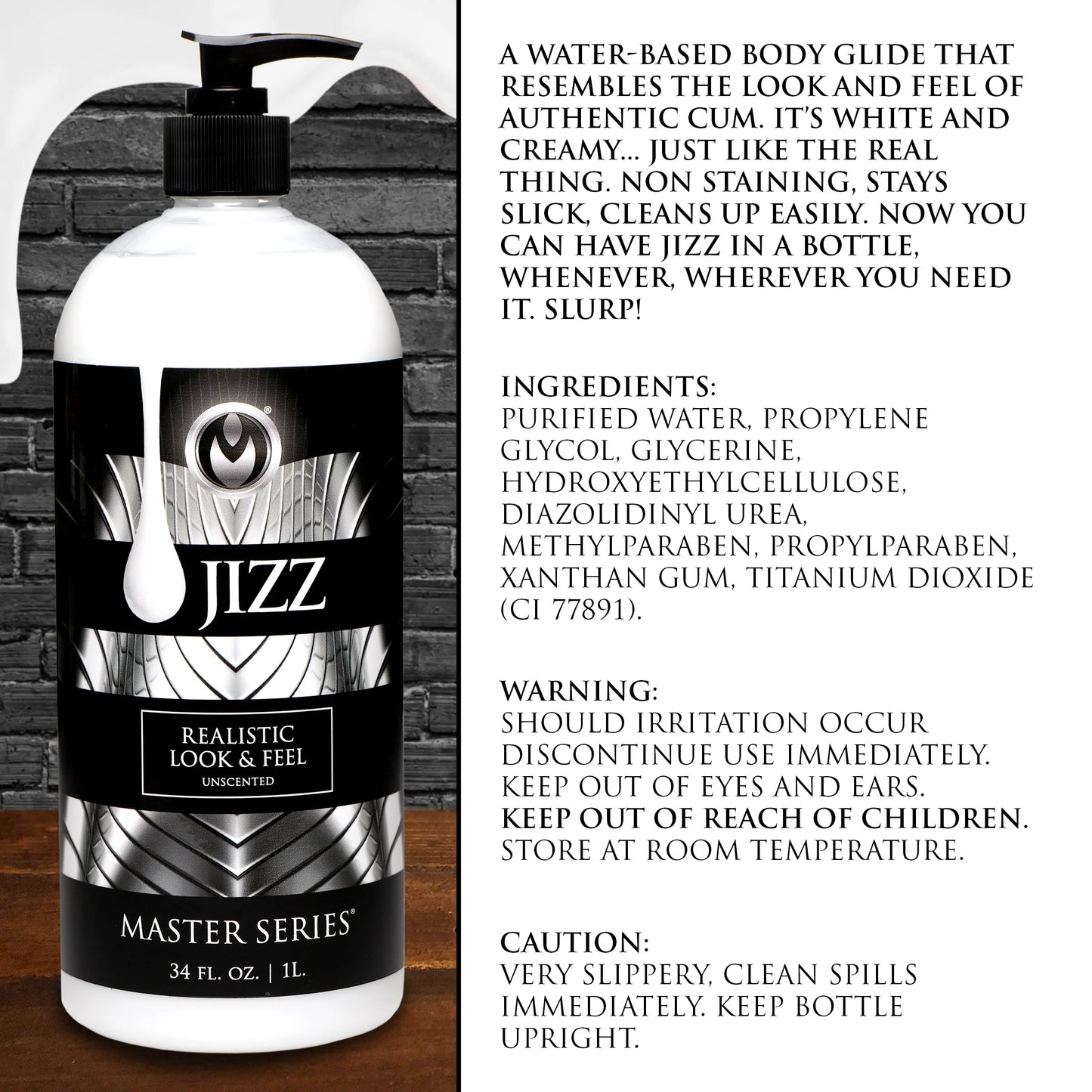 Master Series Jizz Water Based Cum Lubricant 34oz/1000ml