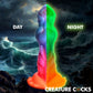 Creature Cocks Aqua-Cock - Glow in Dark Multi-Coloured 19.3cm Fantasy Dildo